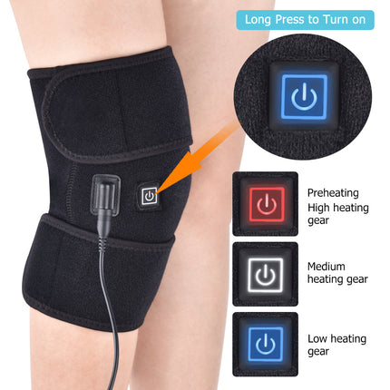 Electric Heated Knee Pad – Pain Relief Wrap with Hot/Cold Therapy (USB or Adapter Powered)