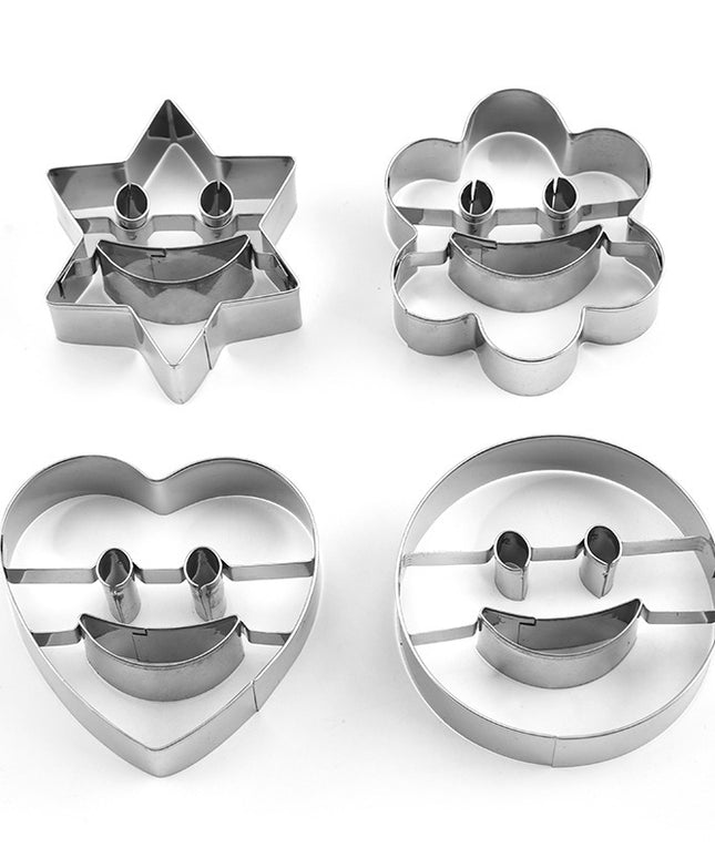 Smiley Face Biscuit Cutter Set 😊 – Stainless Steel, 4 Shapes