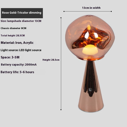 Irregular Glass Sphere Table Lamp – Rechargeable Volcanic Lava Mini Light (4 Colours)
