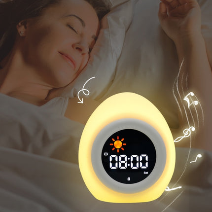 Silicone Alarm Clock with LED Light & Music – Rechargeable 9-Colour Mood Lamp