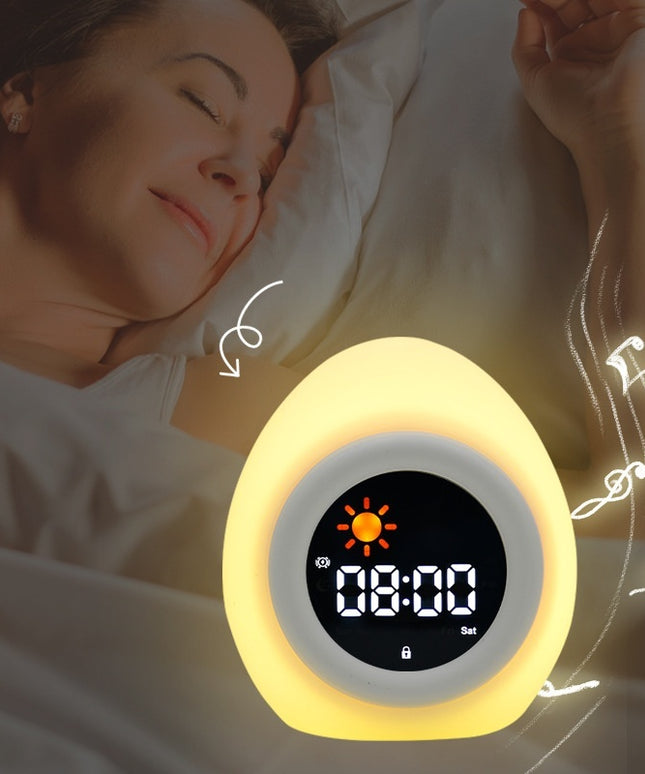 Silicone Alarm Clock with LED Light & Music – Rechargeable 9-Colour Mood Lamp