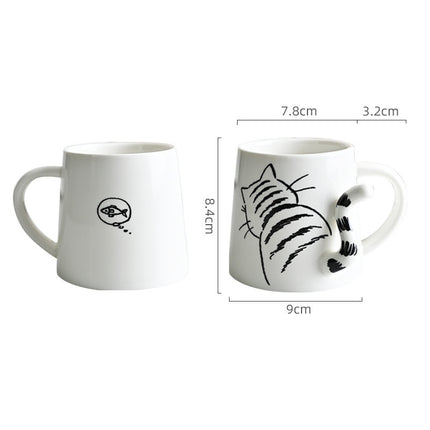 3D Animal Tail Mug (Dog/Cat/Rabbit) | Cartoon Ceramic Coffee Cup