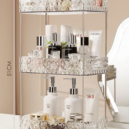 Luxury Bathroom Trolley Storage Rack – Transparent Diamond Design | Ikeame