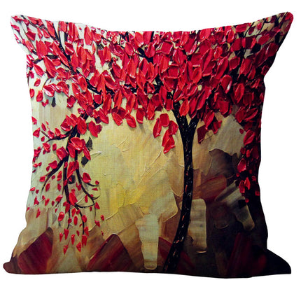 Oil Painting Cushion Cover | Artistic Cotton Linen Pillow 45x45