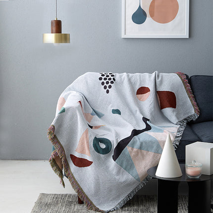 Geometric Colour Block Sofa Throw – Cotton Blend Sofa Cover | Ikeame