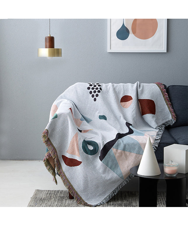 Geometric Colour Block Sofa Throw – Cotton Blend Sofa Cover | Ikeame