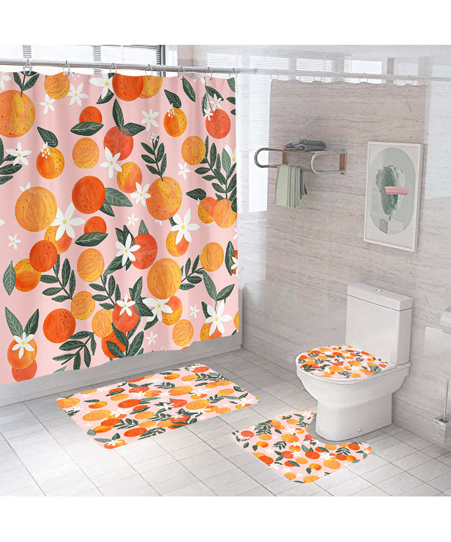 Watercolour Oranges Shower Curtain — Idylllic Bathroom Set (180 × 180 cm)