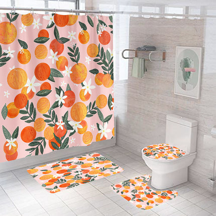 Watercolour Oranges Shower Curtain — Idylllic Bathroom Set (180 × 180 cm)