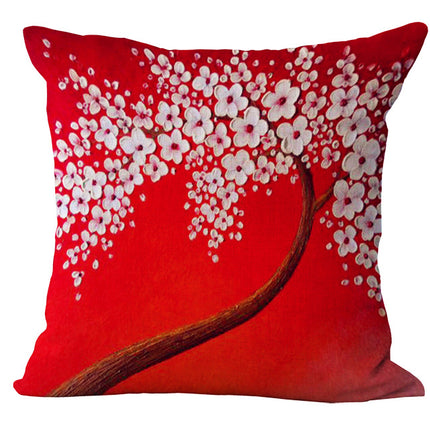 Oil Painting Cushion Cover | Artistic Cotton Linen Pillow 45x45