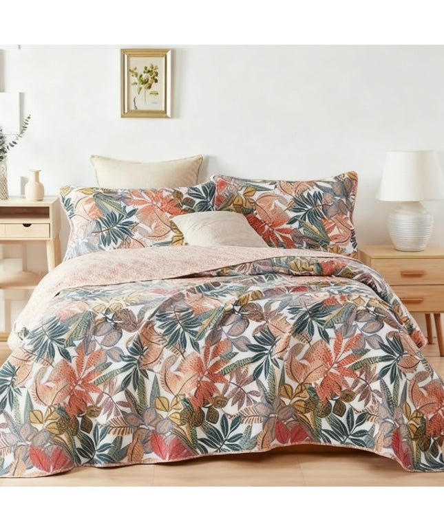 Quilted Cotton Bedspread | Floral Paisley Coverlet Set