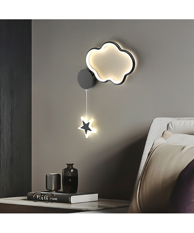 Cloud Bedroom Bedside Wall Lamp Five-pointed Star Children's Room Lamp