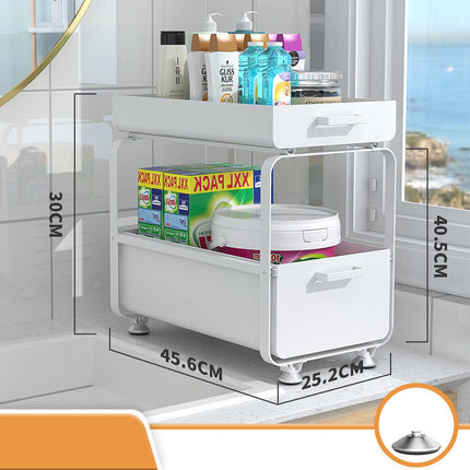 Multifunctional Under Sink Storage Caddy – 2 Layers, Carbon Steel, Athens Black/Ivory White | Ikeame