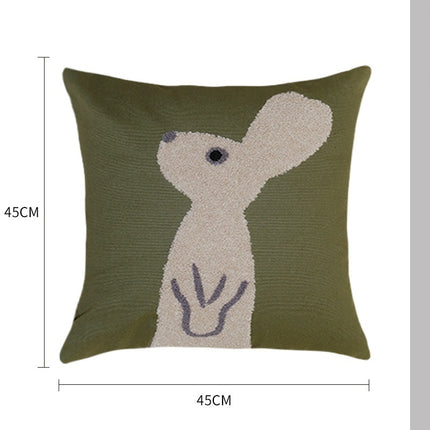 Animal Embroidered Cushion 45x45 | Decorative Animal Pillow