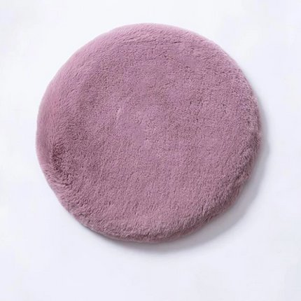 Faux Fur Memory Foam Seat Cushion | Round Plush Chair Pad