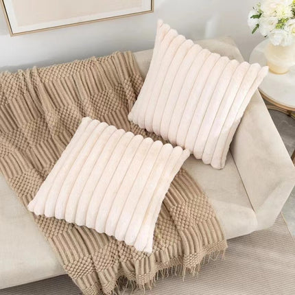 Green Corduroy Cushion Cover | Plush Vertical Stripe Pillow Cover