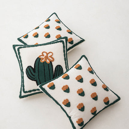 Orange Tufted Small Flower Cushion Cover | Bright & Cosy