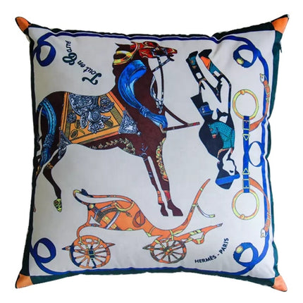 French-Style Velvet Cushion Cover – Horse or Leopard Design