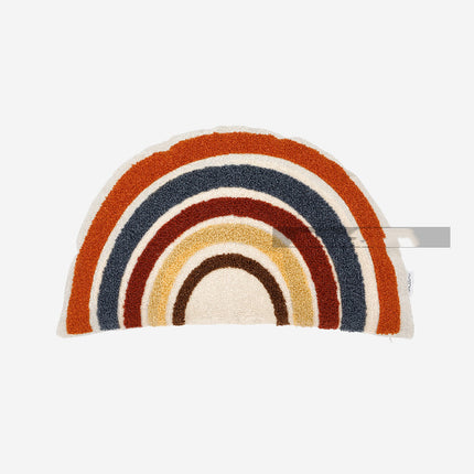 Rainbow Shaped Embroidered Backrest Pillow | Grey, Pink & Orange
