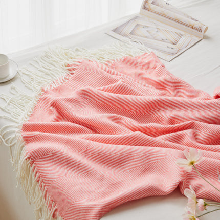 Forest Green Woven Herringbone Fringe Blanket