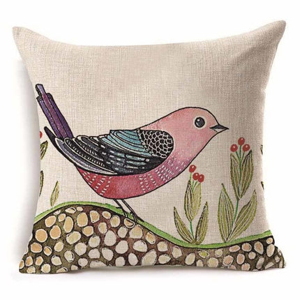 Bird Cushion Covers – Colourful Parakeet & Branch Pattern