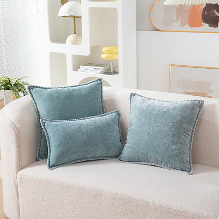 Chenille Cushion Covers with Embroidered Wool Edge