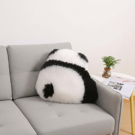 Cute Panda Cushion in Plush Faux-Fur. A Sofa and Bed Essential 🐼🖤🤍