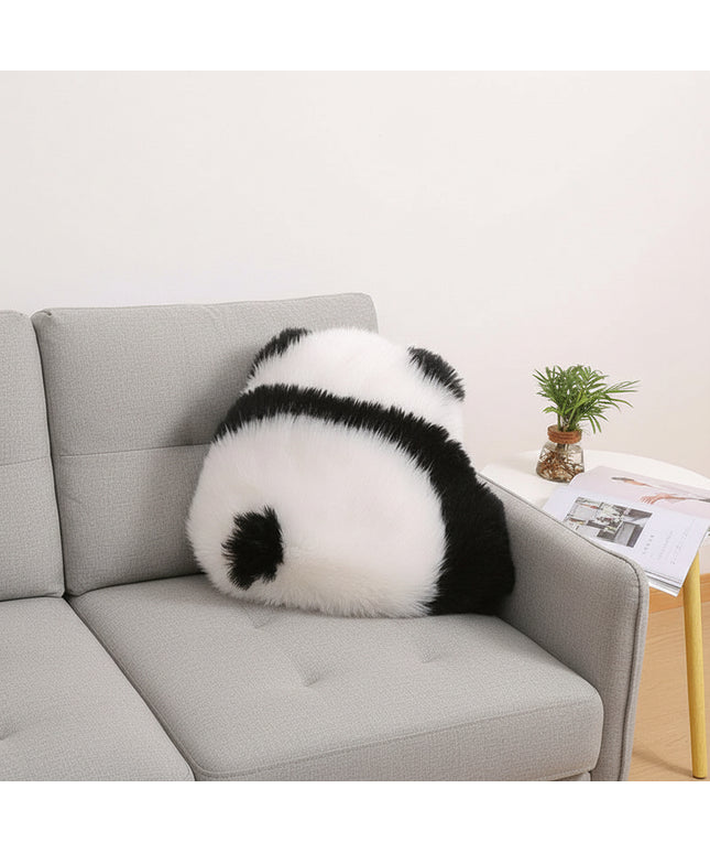 Cute Panda Cushion in Plush Faux-Fur. A Sofa and Bed Essential 🐼🖤🤍