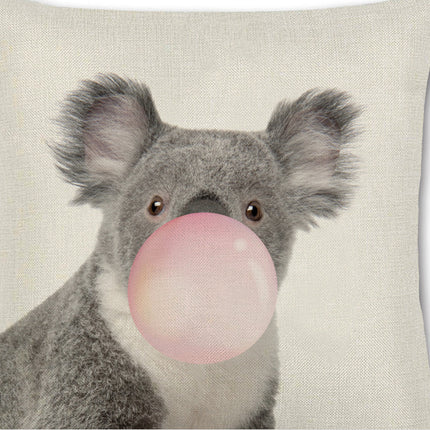 Animals Blowing Pink Bubbles Cushion Covers – 6 Quirky Linen Designs
