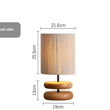 Solid Wood Table Lamp with Seiko Shade – Rustic Modern | Walnut or Light Wood