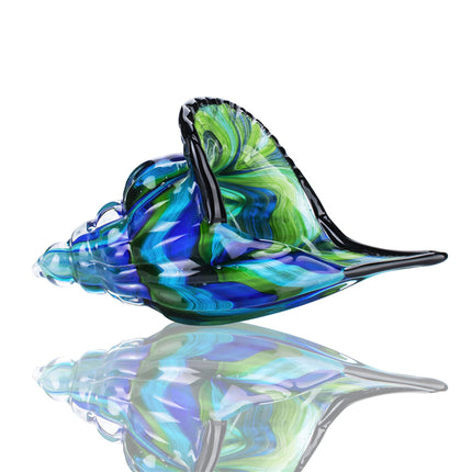 Glass Conch Shell Ornament | Blue Green Coastal Décor