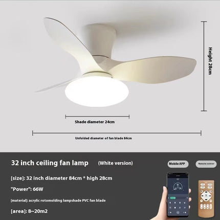 Bedroom Mini Ultra-thin Ceiling Full Spectrum Xiaoai Smart Ceiling Fan Lights