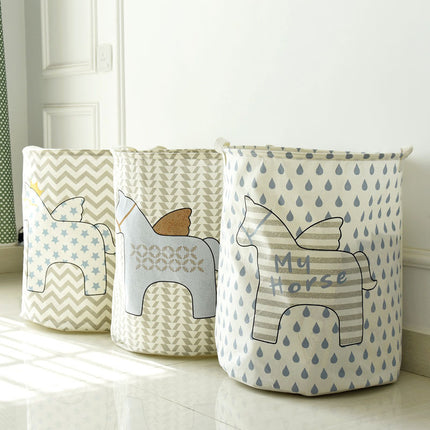 Cartoon Horse Laundry Basket | Large Canvas Waterproof Storage – Ikeame