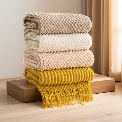 Nordic Tassel Throw Blanket | Luxury Sofa Cover Throw