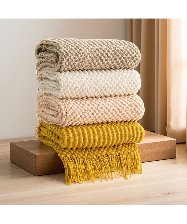 Nordic Tassel Throw Blanket | Luxury Sofa Cover Throw