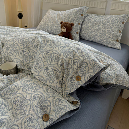 Cotton Linen Bedding Set | Floral Autumn Winter Duvet Cover