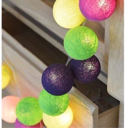Cotton Ball String Lights – Colourful Festival Decoration (Battery or USB) | Ikeame