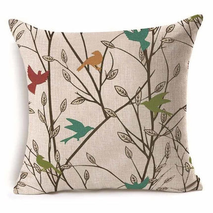Bird Cushion Covers – Colourful Parakeet & Branch Pattern