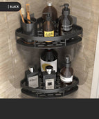 D - Double layer toughened corner shelf - black