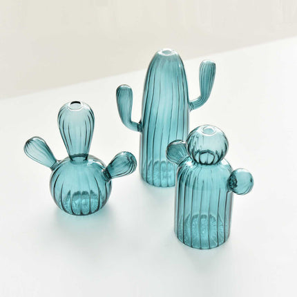Glass Cactus Vase – Playful Décor in Elegant Blue & Green