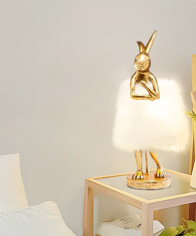 Nordic Bedroom Bedside Rabbit Feather Table Lamp