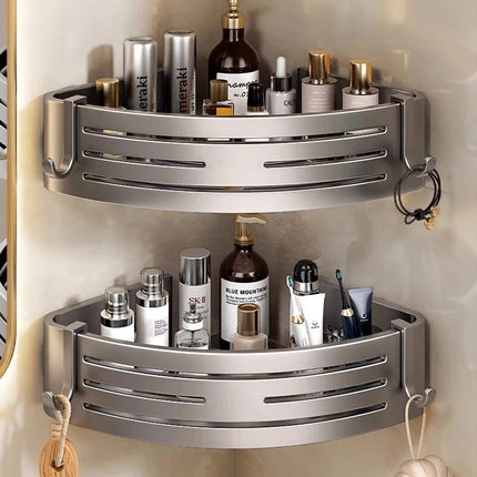 Portable Bathroom Corner Shelf – Raised Aluminium Storage | Ikeame