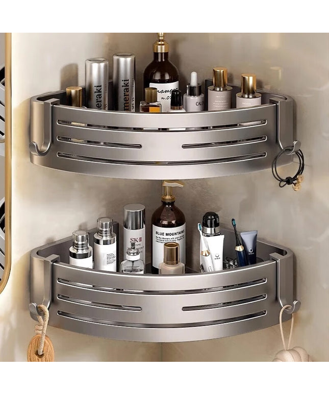 Portable Bathroom Corner Shelf – Raised Aluminium Storage | Ikeame