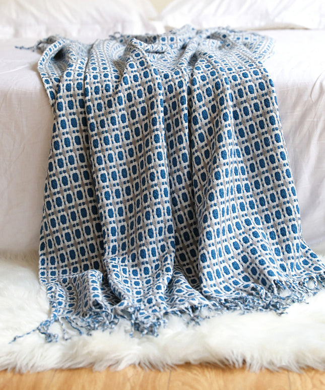 Houndstooth Tassel Blanket | Soft Woven Throw for Sofa & Bed