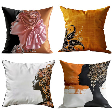 Stunning Modern Female Portrait Cushion Covers – Set of 4