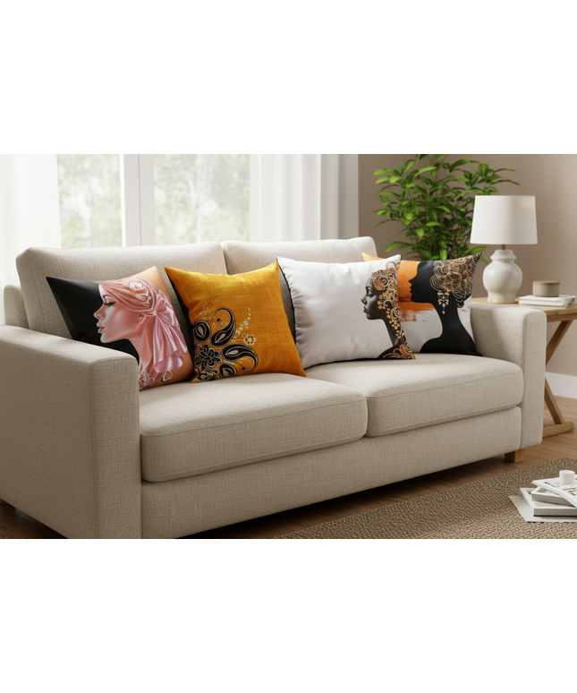 Stunning Modern Female Portrait Cushion Covers – Set of 4