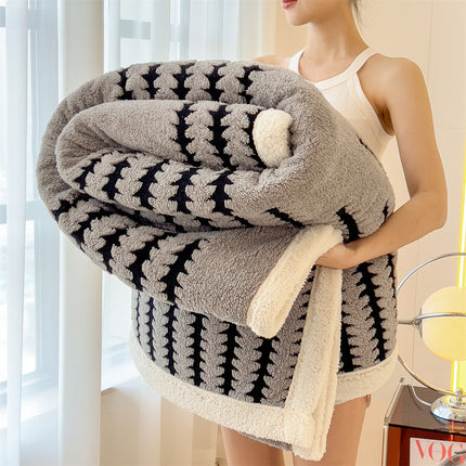 Coral Fleece Blanket | Bold Stripe Cosy Throw