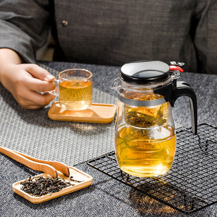 Drum-Shaped Glass Teapot 🍵 – Built-In Strainer, 3 Sizes