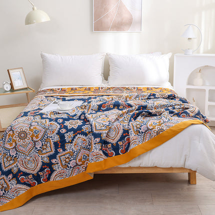 Cotton Gauze Quilt – Mandala Plant & Flower 3-Piece Bedding | Ikeame