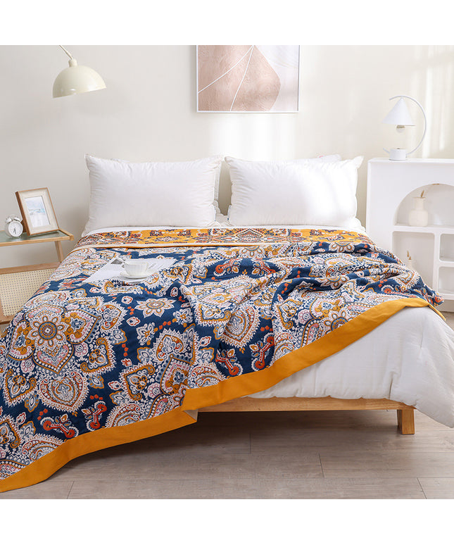 Cotton Gauze Quilt – Mandala Plant & Flower 3-Piece Bedding | Ikeame