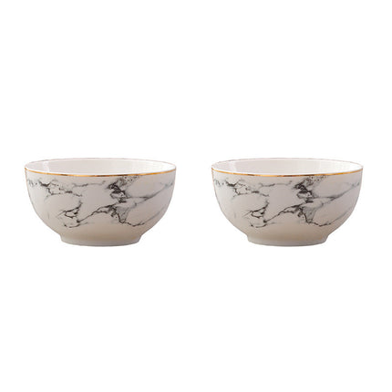 Gold rim marbled bowl set